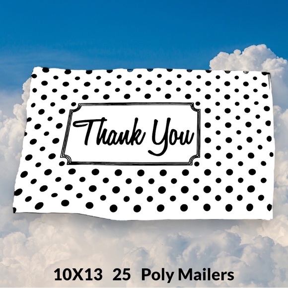 Other - ( Quantity 25 10x13 ) Black & White Polka Dot Poly Mailers Shipping Envelope